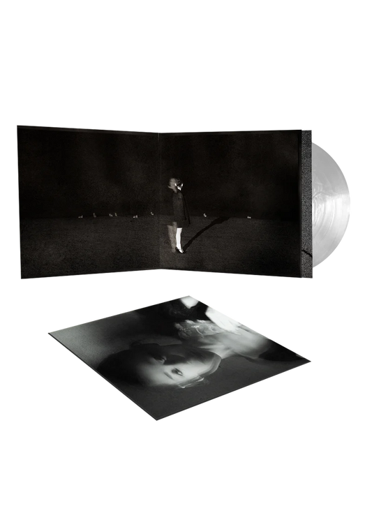 Ariana Grande Petal translucent pearly white vinyl with open gatefold artwork and dual LP display