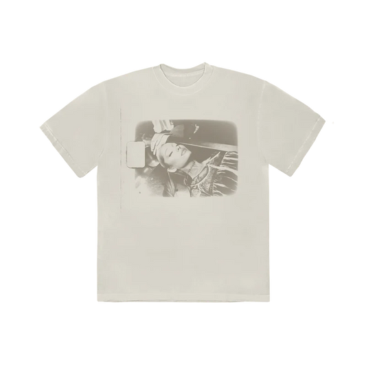 Cream Ariana Grande Hampstead photo T-shirt front view with dreamy monochrome portrait graphic artwork