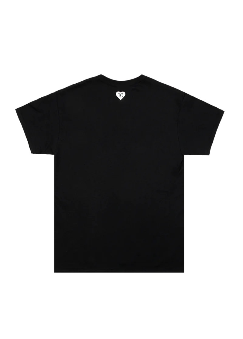 Black Ariana Grande t-shirt with white heart 10 graphic back view